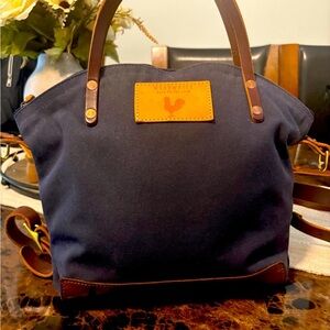 Meanwhile Back On The Farm Navy Waxed Canvas Convertible Backpack 2.0